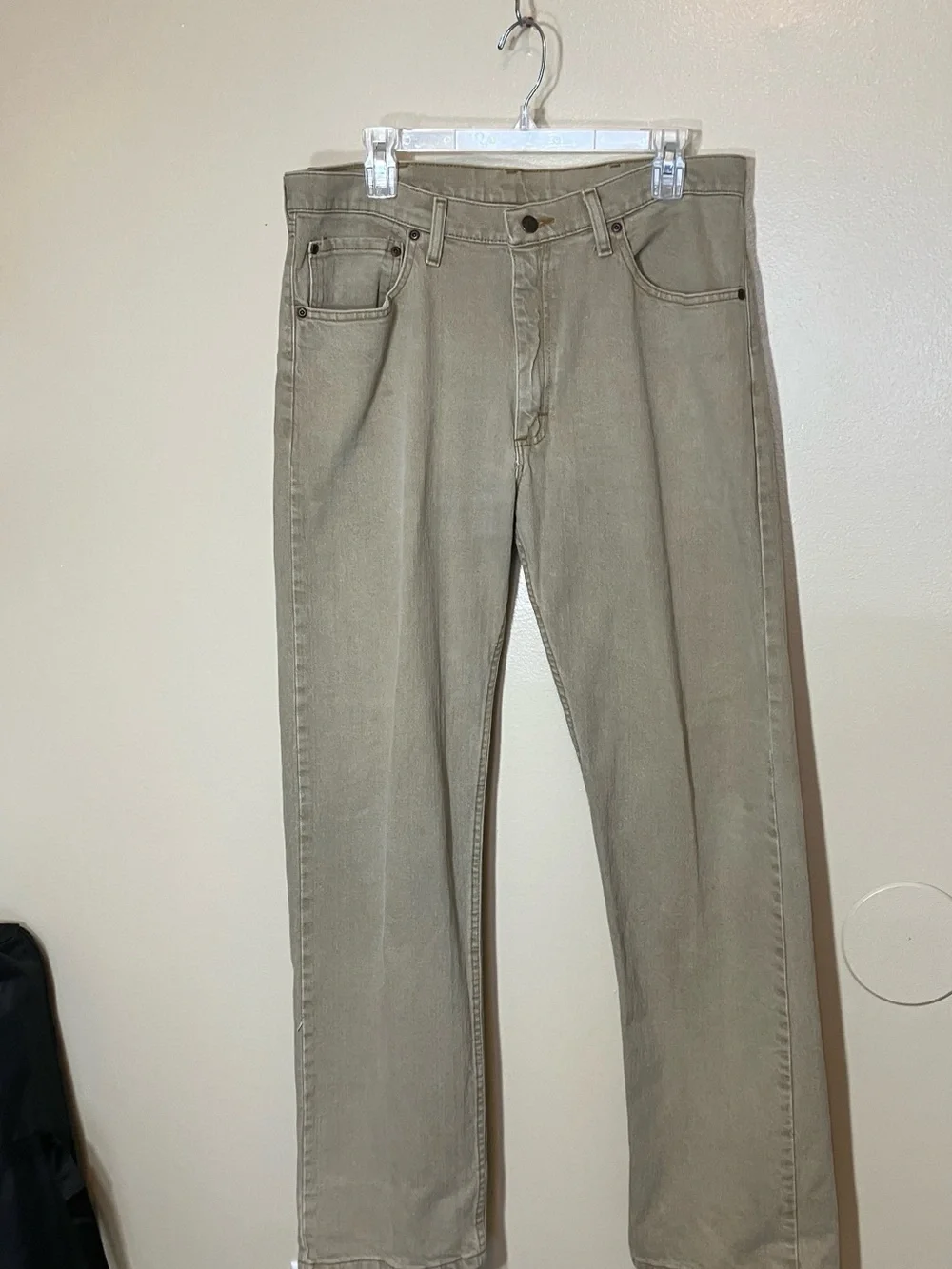 Wrangler Beige Straight-Leg Pants with Copper Button Detail